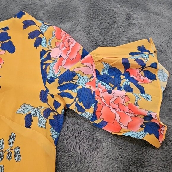 Cupshe Semi Sheer Lined Orange Floral Midi Ruffle Summer Dress Size S - Picture 5 of 8